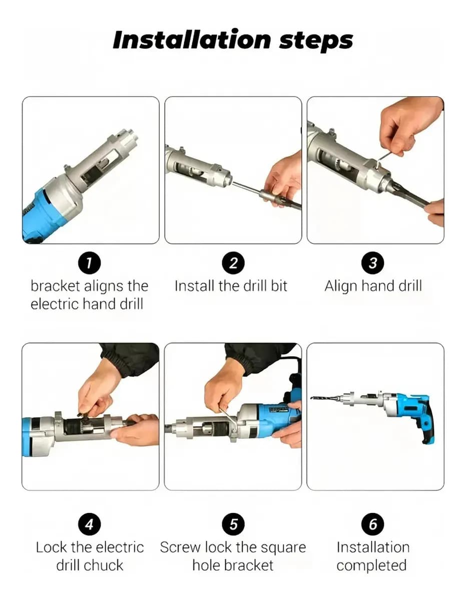 Adaptador De Broca Quadrada Para Furadeira, Suporte De Fixação De Furo Quadrado Para Marcenaria Abridor De Furos Quadrad - 4