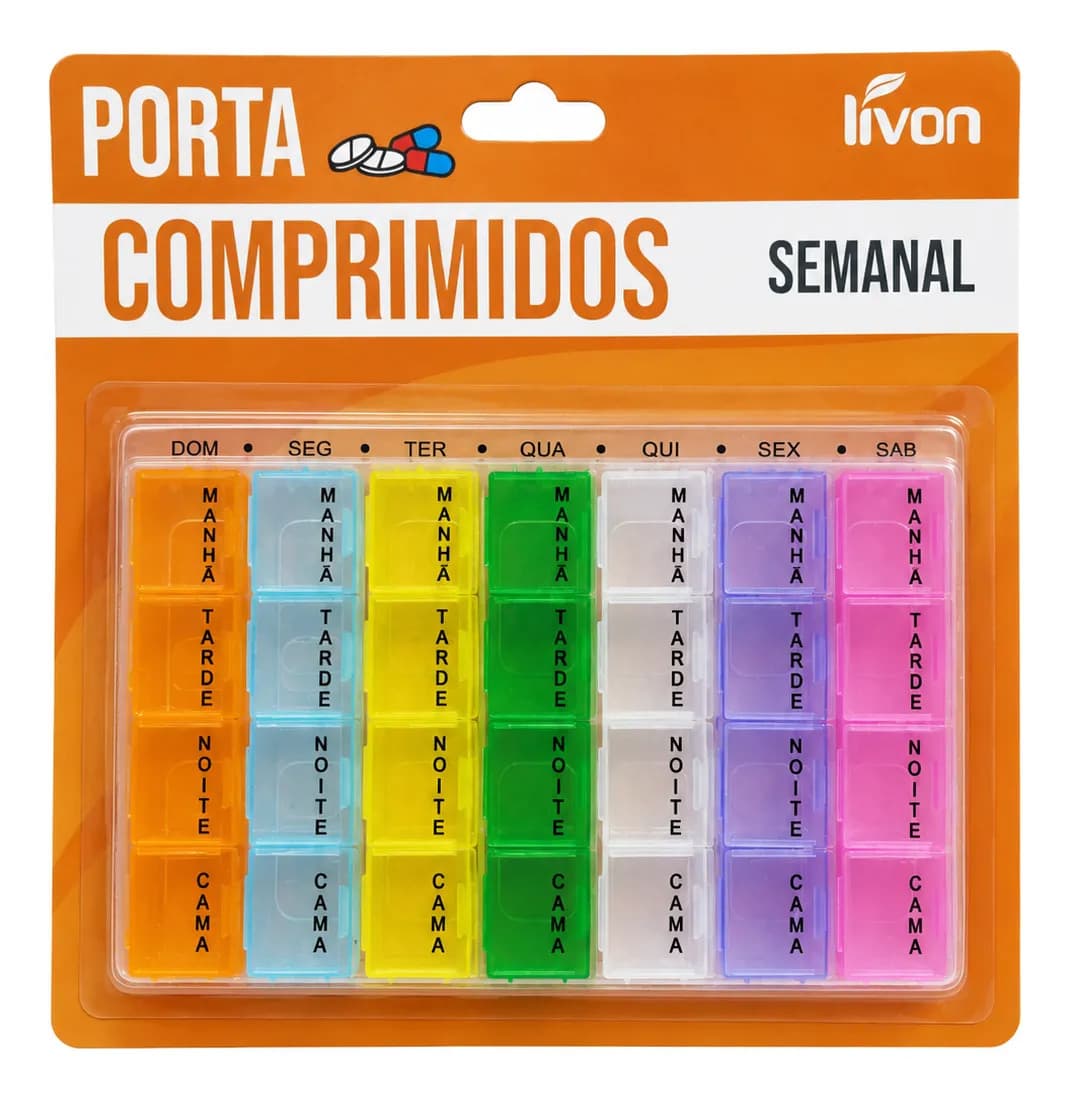 Porta-comprimidos Semanal Livon Amarelo - 1