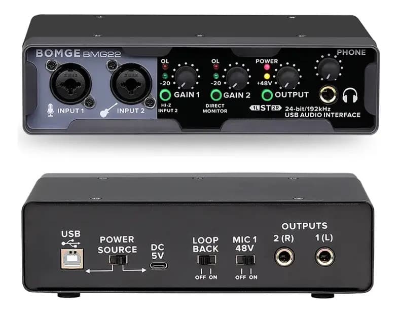 Interface De Áudio De Alta Resolução Bomge Bmg22 De 2ª Geração Preta 5v - 1