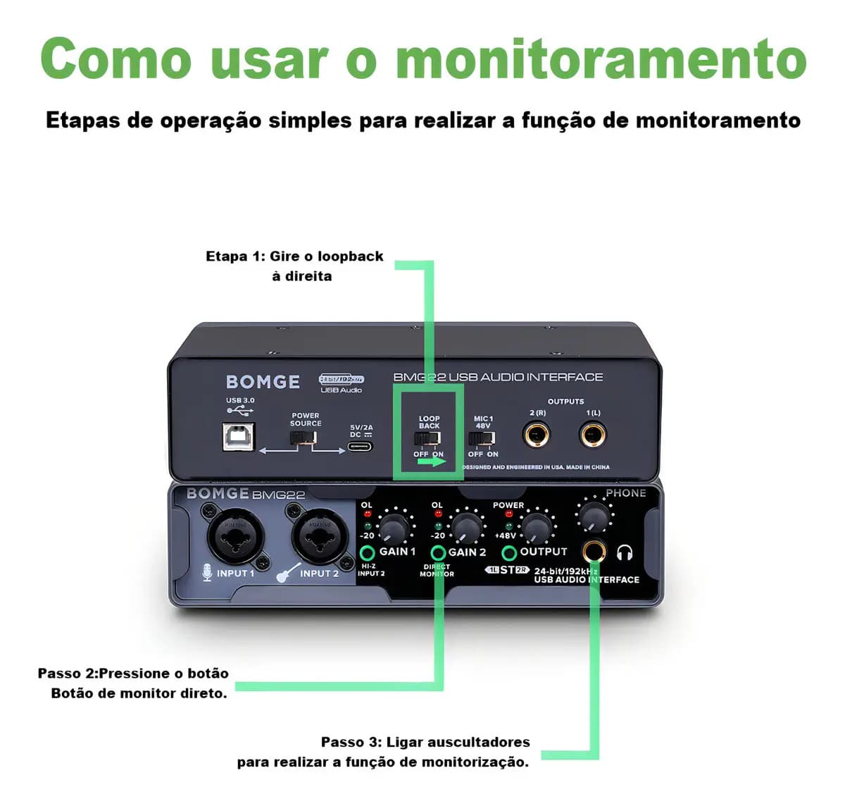 Interface De Áudio De Alta Resolução Bomge Bmg22 De 2ª Geração Preta 5v - 11