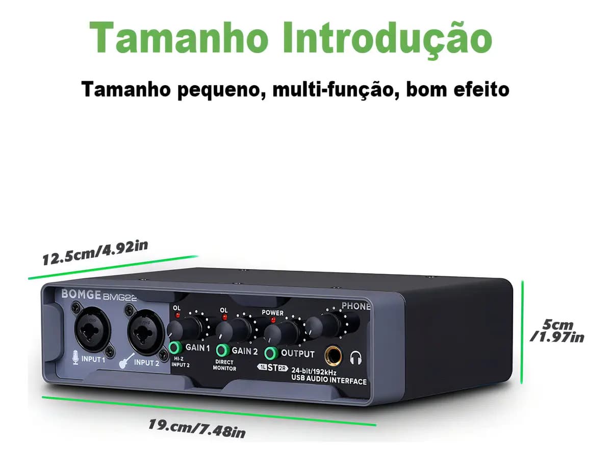 Interface De Áudio De Alta Resolução Bomge Bmg22 De 2ª Geração Preta 5v - 5