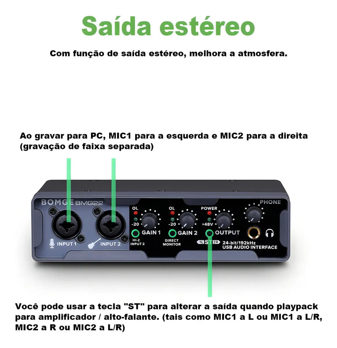 Interface De Áudio De Alta Resolução Bomge Bmg22 De 2ª Geração Preta 5v - 8