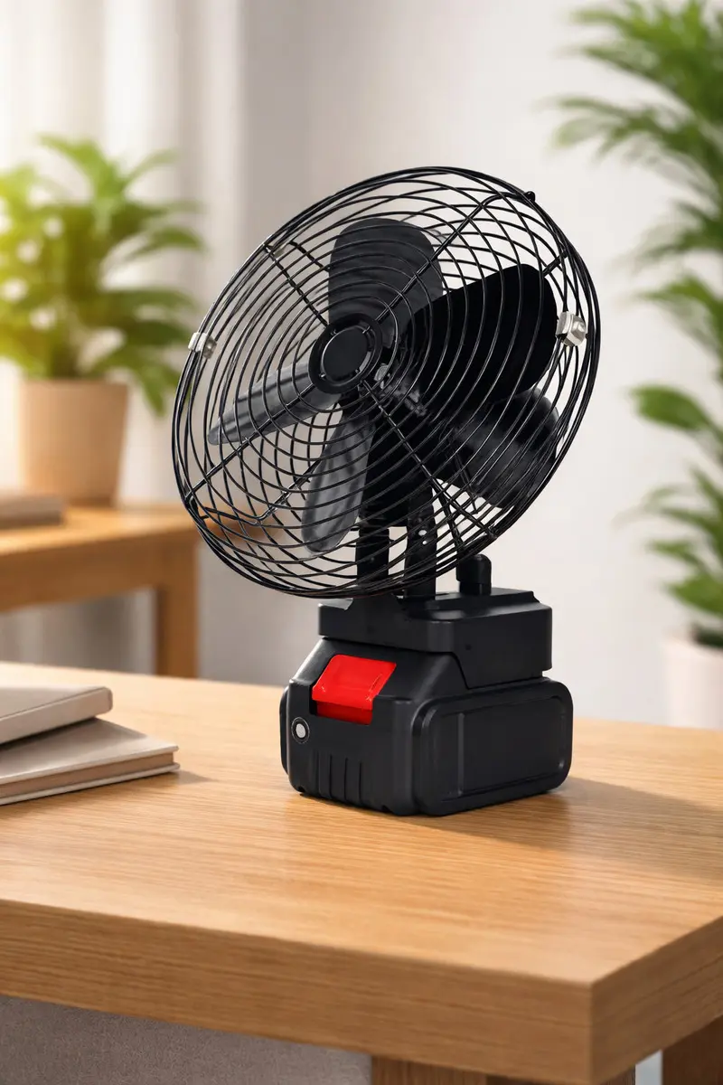 Ventilador De Mesa Portátil Recarregável Bateria 48w Viagem Preto - 1