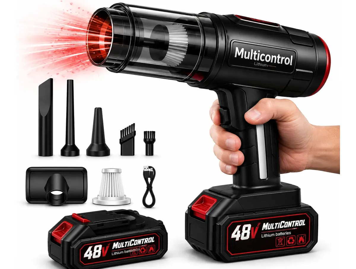 Aspirador De Pó Automotivo Portatil Recarregável Turbo Com Bateria 48v 3000mah Sem Fio Automotivo Elétrico Soprador Para Casa Carro Escritório Preto 127/220v - Multicontrol - 1